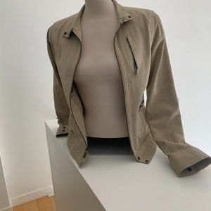 Tan Suede Leather Bomber Jacket Banana Republic